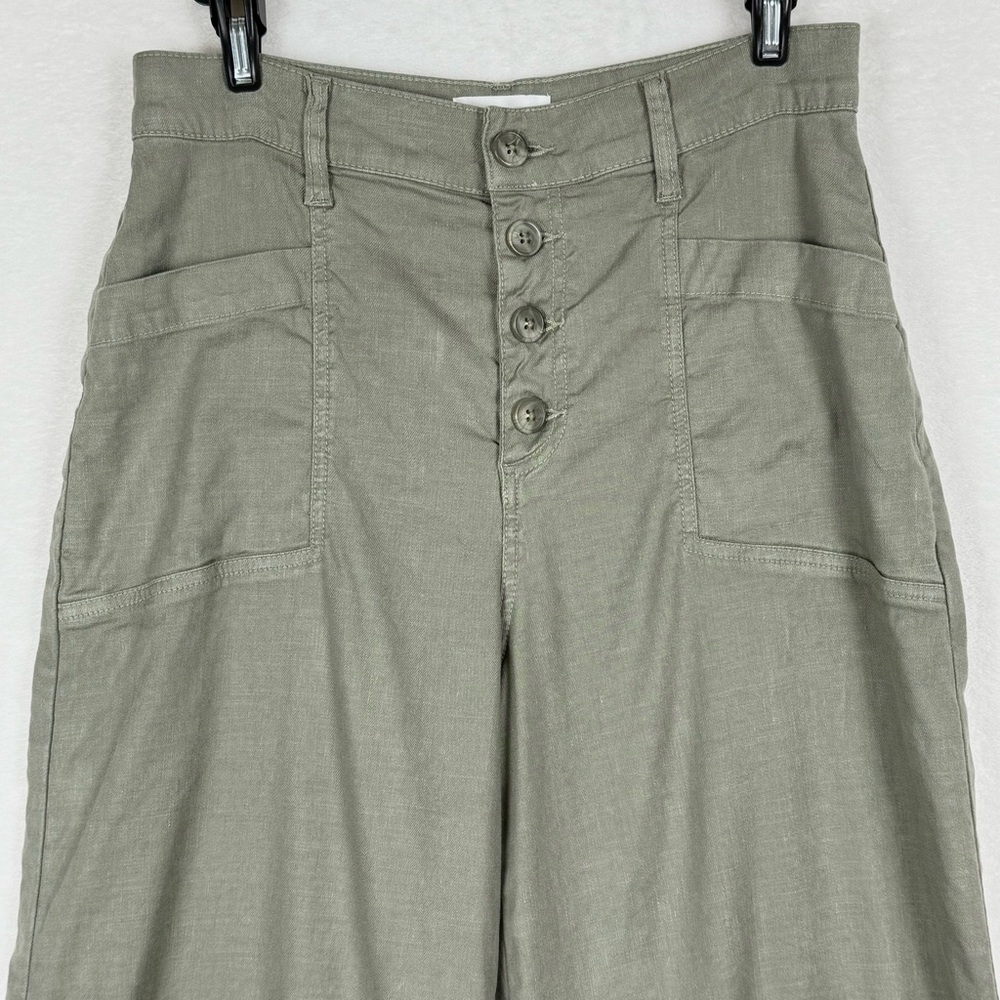 EVEREVE Joelle Wide Leg Pant Size 27 Linen/Lyocell Light Olive - Picture 7 of 16